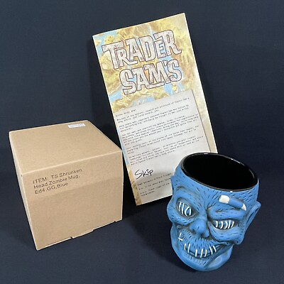 #ad Disney World Trader Sams BLUE Zombie Head 4th Ed Tiki Mug $39.99
