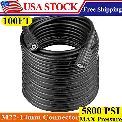 #ad High Pressure Washer Hose 30m 100ft 5800PSI M22 14mm Power Washer Extension Tube $39.99