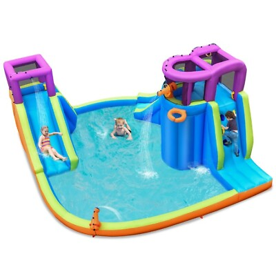 #ad Children Inflatable Dual Water Sliding Bouncer Water Splash House Without Blower $307.98