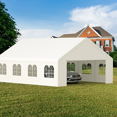 #ad 20x26ft Car Canopy Heavy Duty Gazebo Wedding Party Tent Garage White Outdoor $479.99