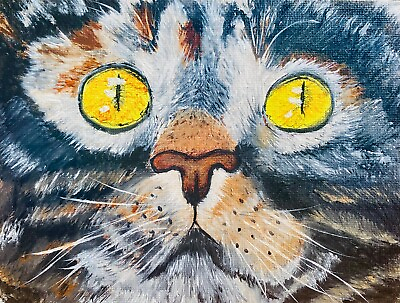 #ad Cat Portrait Cat Oil Painting Gray Cat ArtWork Cat Lovers Gift Cat Portrait Pet $59.50