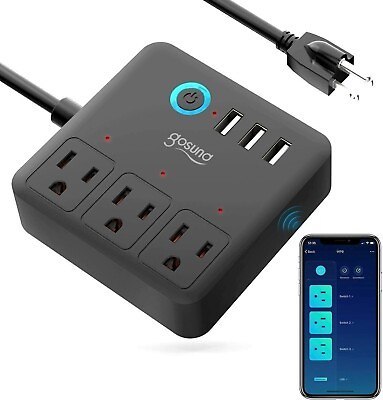 #ad Wi FI Smart Power Strip 3 USB amp; 3 Outlets UL works w Alexa and Google Home $19.69
