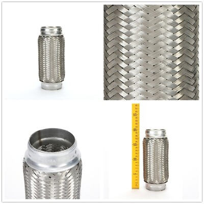 #ad 2.5quot; x 8quot; Flex Pipe Exhaust Stainless Steel Double Braided Heavy Duty Coupling $15.98
