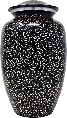 #ad Timeless Elegance: Black and Golden Pattern Cremation Urns for Beloved $79.19