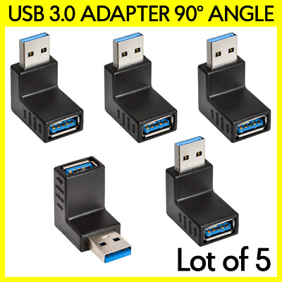 5PCS USB 3.0 90 Degree Adapter A Male to Female Right Angle Connector Converter #ad $10.19