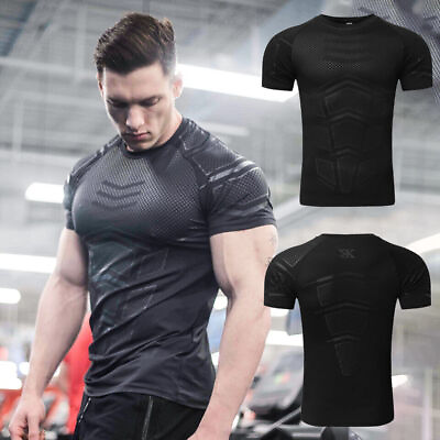 #ad Men#x27;s Compression Athletic Fitness Shirt Base Layer Tops Sports Gym Tight Dry $16.99