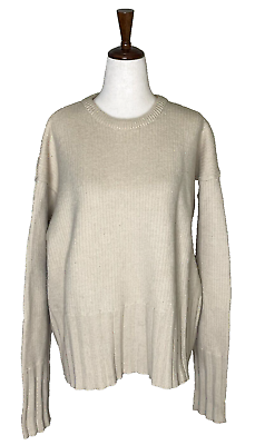 Paul Smith England Heavy 100% Wool Crewneck Rib Knit Sweater Beige Womens Large #ad $54.88