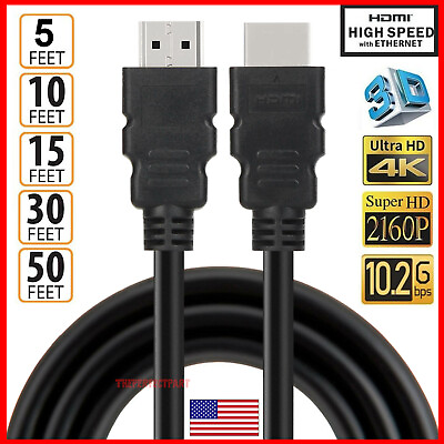 #ad High Speed HDMI Cable 2.0 4K 1080P UHD Ultra HD 2160P HDR 60Hz 18Gbps HDCP HDTV $5.89