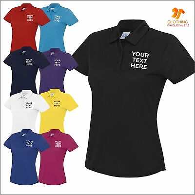 #ad Personalised Women#x27;s Cool Polo Shirt Custom Text Printed Casual Work Wear Top GBP 12.49
