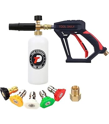 #ad Short Pressure Washer Gun with Foam Cannon 1 4 Inch Quick Connector with 5 Pr... $39.99