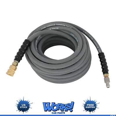 #ad #ad 50#x27; Pressure Washer Hose Non Marking 4000PSI 50ft Length Gray With Couplers $51.49