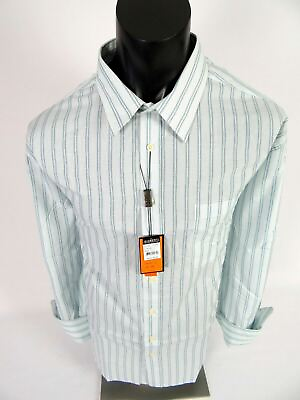 #ad Mens Blue Stripe Shirt Gioberti Italy Big Size 3XL 4XL 5XL Chest Pocket 76 $14.95