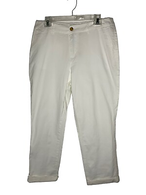 #ad #ad Denim amp; Co. Relaxed EasyWear Twill Straight Leg Pants White Petite Size 10 NEW $16.39