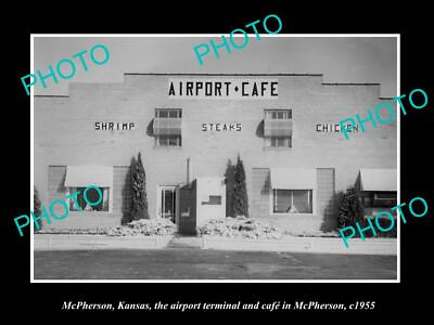 #ad OLD POSTCARD SIZE PHOTO OF McPHERSON KANSAS THE AIRPORT CAFE BUILDING 1955 AU $8.00