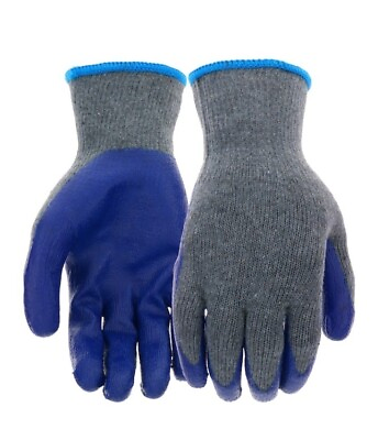 #ad Blue Hawk 8 Pack Large Unisex Poly Cotton Latex Coated Multipurpose Gloves $24.89