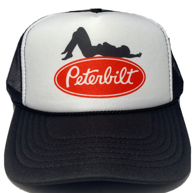 #ad Peterbilt Trucker Hat White Black Foam Snap Back Trucker Hat $18.99