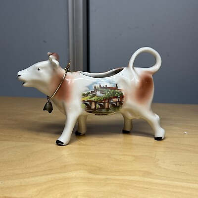 #ad #ad Vintage Wurzburg Germany Ceramic Art Cow Creamer Pitcher Figurine Brown amp; White $24.00