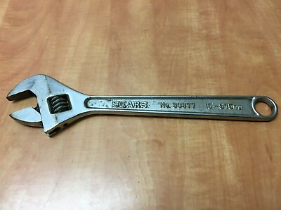 #ad Sears 15quot; Chrome Adjustable Wrench 30877 for wood craftsman and mechanics $19.99