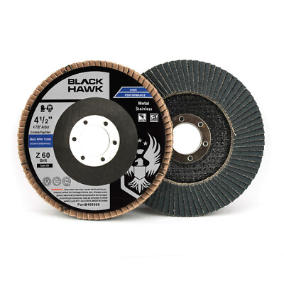 #ad 100 Pack 4.5quot; x 7 8quot; Black Hawk 60 Grit Zirconia Flap Disc Grinding Wheels T29 $224.99
