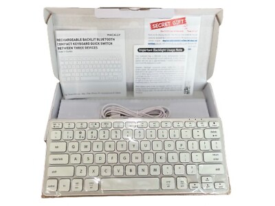 #ad Macally Rechargeable Quick Switch Bluetooth Compact Keyboard for 3 Devices $50.00