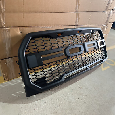 Matte Black Front Grille Fits 2015 2017 FORD F150 Raptor Style Grill Full Letter #ad $84.99