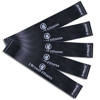 #ad #ad 5pcs Heavy Black Resistance Bands Loop Latex 5CM width Yoga Workout Used $9.50