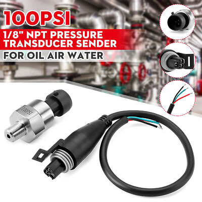 #ad 100PSI 1 8quot; 27NPT Stainless Pressure Transducer Sender Sensor 0 4.5V Oil Fuel US $15.89