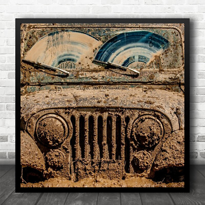 #ad Jeep Mud Mudbug Vehicle Off road Dirt Wet Headlight Windshield Wall Art Print GBP 54.95