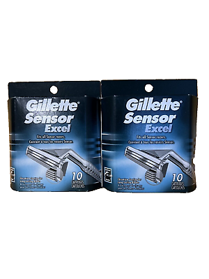 2 GILLETTE SENSOR EXCEL 10 Each Pack COUNT CARTRIDGES NEW in Box #ad $20.99