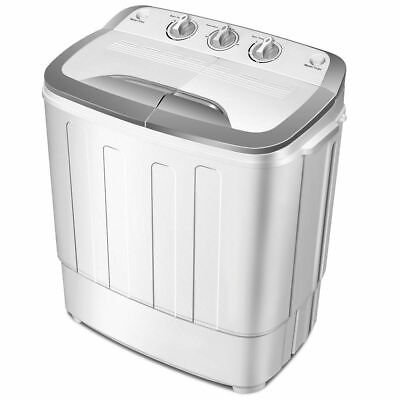 #ad Costway Compact Mini Twin Tub 13lbs Washing Machine Washer Spin Spinner $149.99