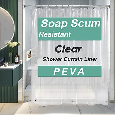 72x78 Inch Long Clear Shower Curtain Liner Soap Scum Resistant with Grommets #ad $13.46