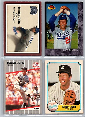 #ad 4 Card Lot of Tommy John No Dupes Yankees Dodgers #1 $1.50