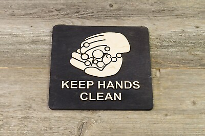 #ad Keep Hands Clean Wood Sign. Wall or Door Mounting. Wash hands. Sanitize. $18.00