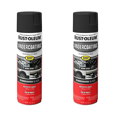 #ad 2pc Black Cars Truck Undercoating Rubberized Protection Coating Spray Paint 15oz $17.99