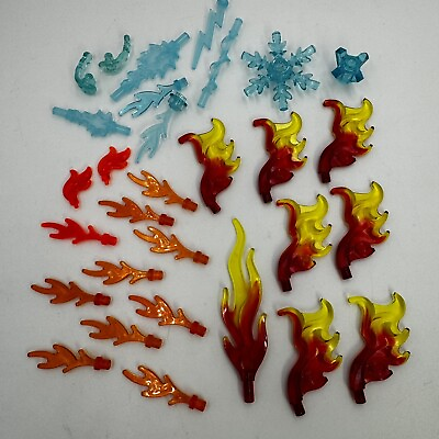 #ad LEGO Fire amp; Ice Lot 30 Pieces Of Flames Fire Ice Snowflake Water Parts $6.99