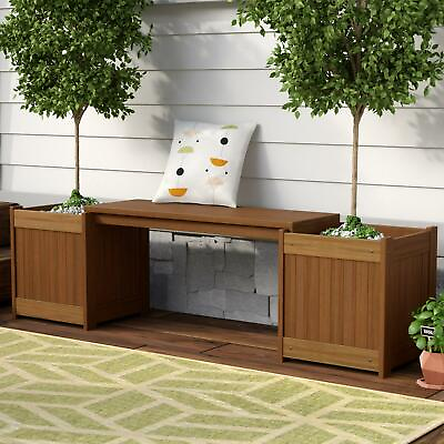 #ad Outdoor Garden Bench Wooden Planter Seat Yard Chair Patio Furniture Porch Deck $115.19