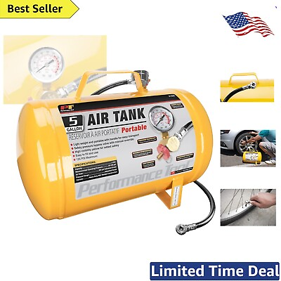 #ad Hi Viz Yellow 5 Gallon Portable Air Tank with Pressure Gauge amp; Safety Valve $99.99