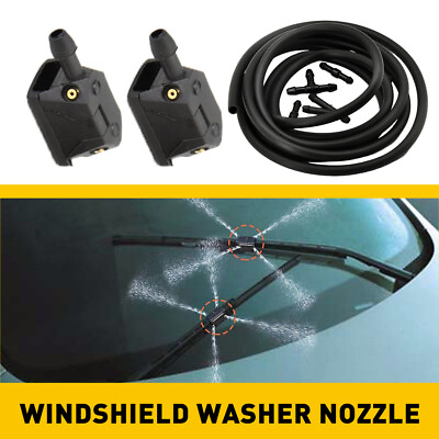 #ad Universal 2M Hole Windshield Washer Nozzle Fit Mostly Windscreen Washer Jet Pump $10.99