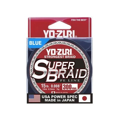 #ad #ad Yo Zuri Super Braid 300 Yard Spool Blue 15 Pound Line Tighter Woven Fabric USA $22.96