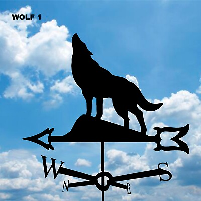 #ad WOLF 1 Metal Plasmacut Wind Direction Roof Decor $148.00
