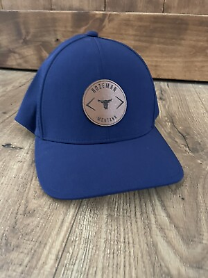 #ad swannies golf navy blue bozeman montana leather patch cap $19.95