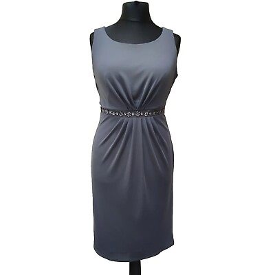 #ad JENNY PACKHAM No 1 Ruched Pencil Dress Grey Short Sleeve Midi Womens UK 12 GBP 29.99