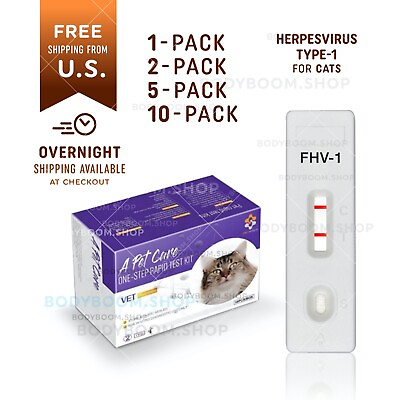 #ad Feline HERPESVIRUS Test for Cats Type 1 Herpes FHV 1 Ag Rhinotracheitis Home Kit $74.96
