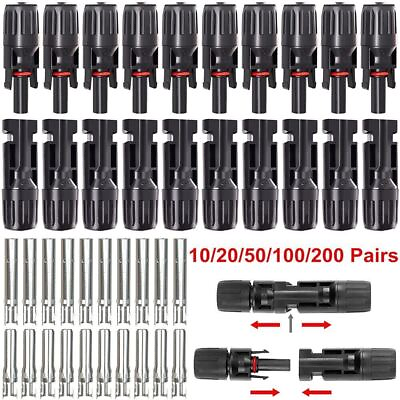 #ad 10 20 50 100 200 Pairs Male Female Solar Cable Connectors For DIY Solar Panel US $201.64
