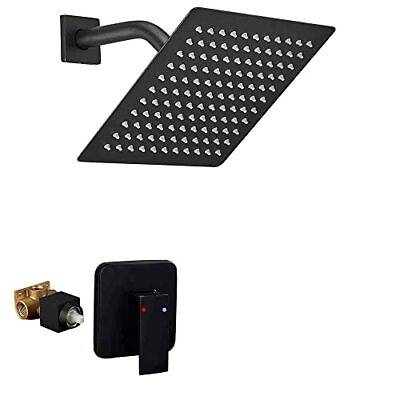 #ad Black Shower Faucet Single Function Shower Trim Kit with Rough in Valve Showe... $58.95