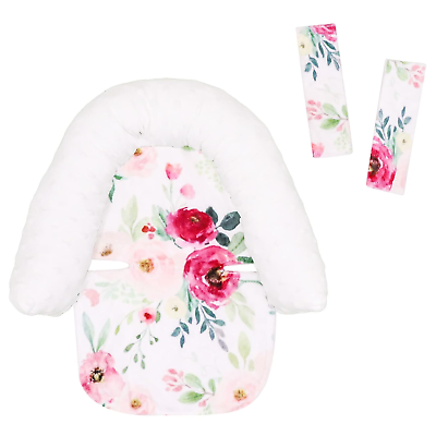 #ad Baby Carseat Headrest and Strap Covers Floral Minky Infant Strollers Head Suppo $23.81