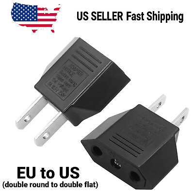 #ad #ad EU Euro Europe to US USA Power Jack Wall Plug Converter Travel Adapter Adaptor $2.89