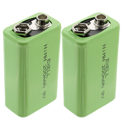 #ad 2x Exell 9V 200mAh NiMH Rechargeable Consumer Top Batteries $19.95
