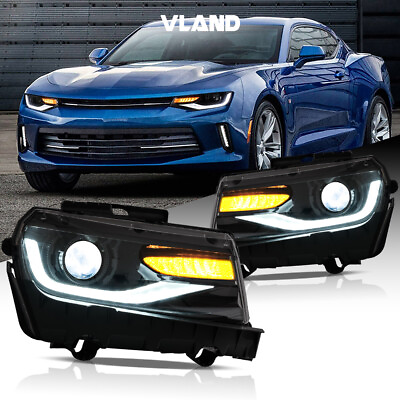 #ad For 2014 2015 Camaro Projector Sequential Headlights LeftRight LED DRL A Pair $469.99