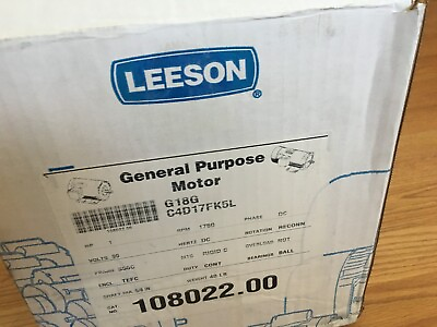 #ad #ad New Leeson 1 Hp 90 Volt DC Electric Motor 108022.00 1750 Rpm S56C Frame TEFC $780.00